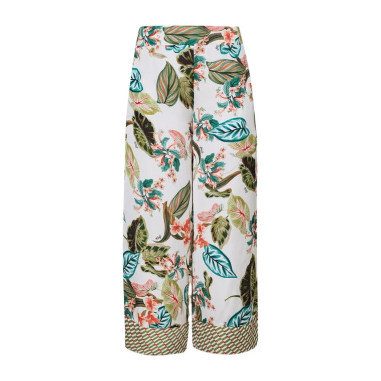 Spodnie z szerokimi nogawkami w tropikalnym wzorze Liu Jo