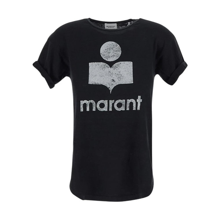 Koszulka z logo lniana Isabel Marant Étoile