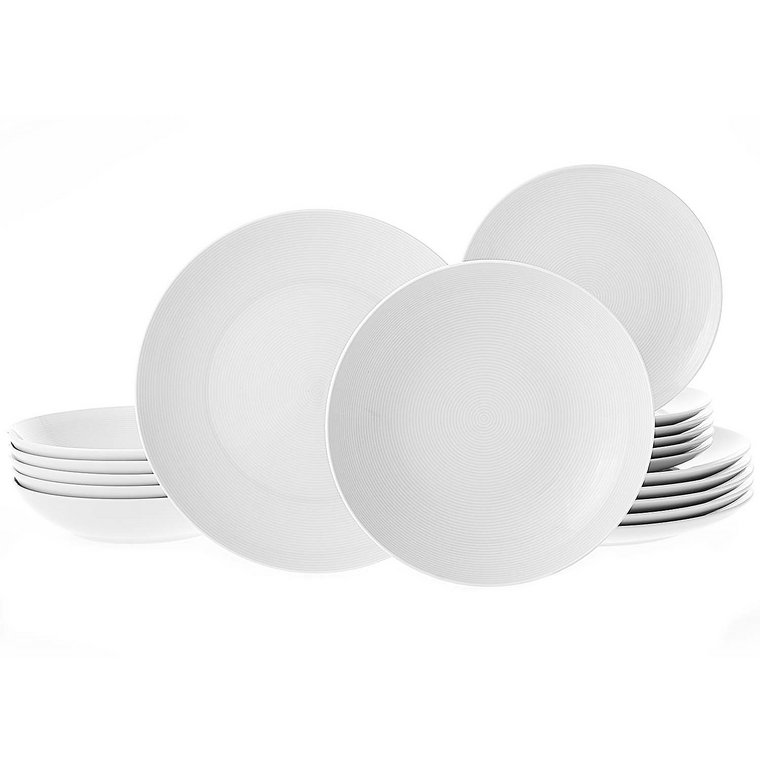 Zestaw obiadowy z porcelany na 6 osób Lubiana Modern, 18 elementów, biały