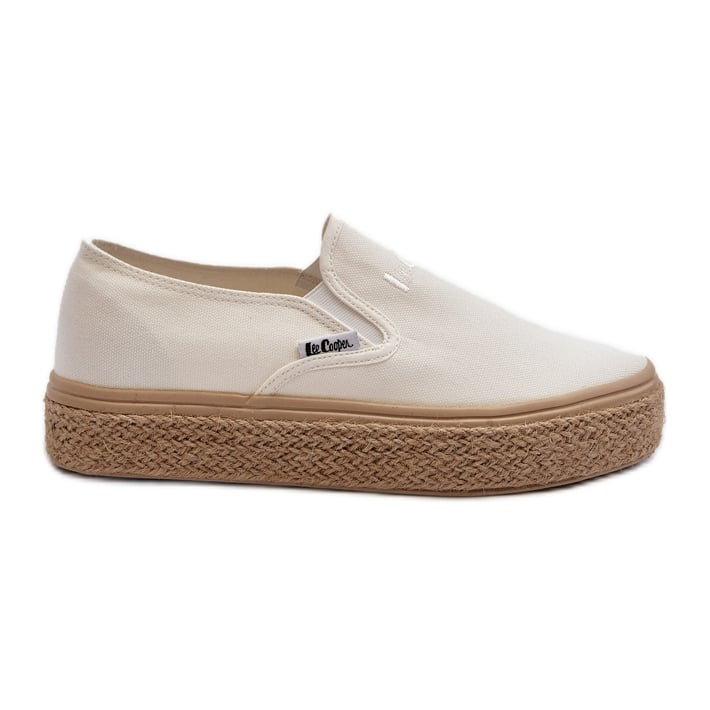 Damskie Trampki Slip-On Z Plecionką Lee Cooper LCW-24-44-2430 białe