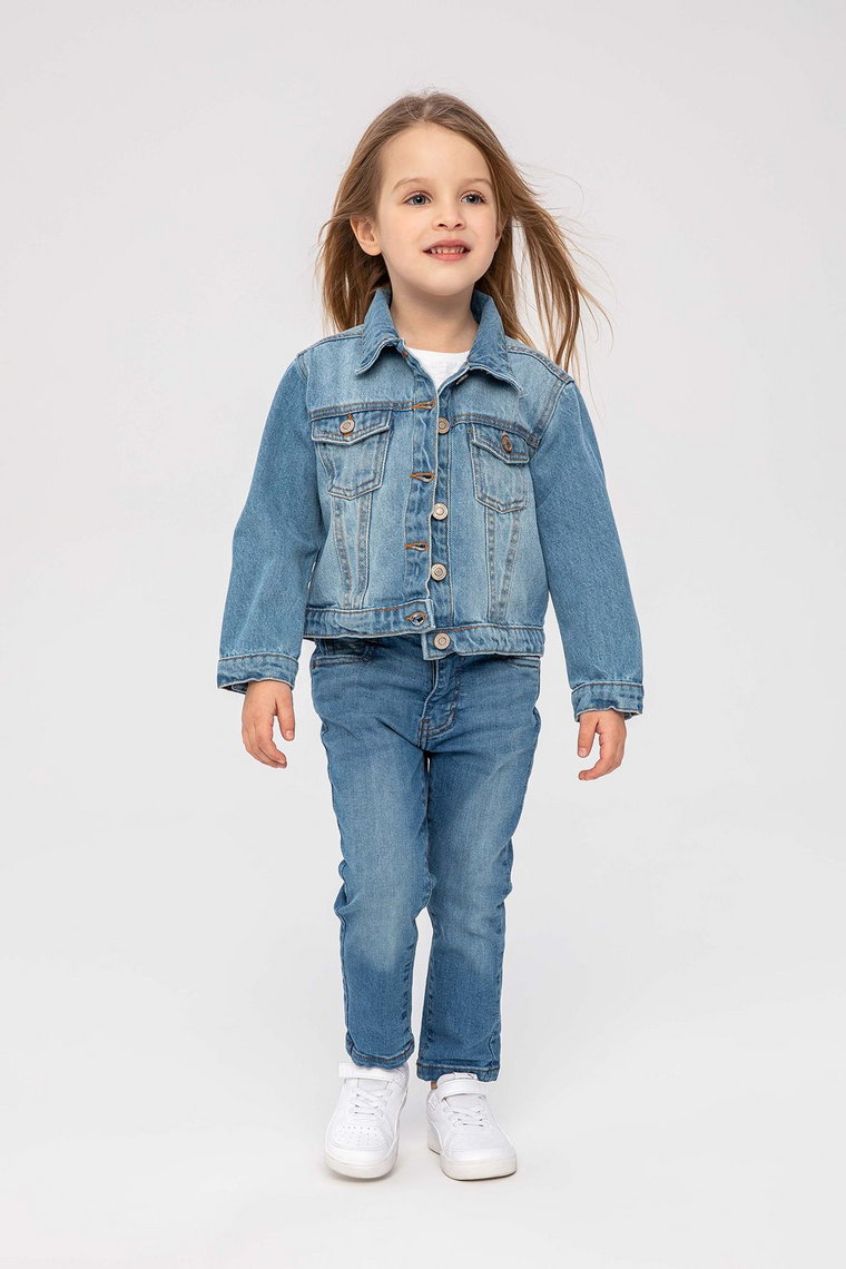 Kurtka jeansowa dla małej dziewczynki z kieszonkami