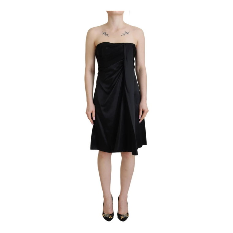 Czarna Sukienka Bez Rękawów z Logo Dolce & Gabbana