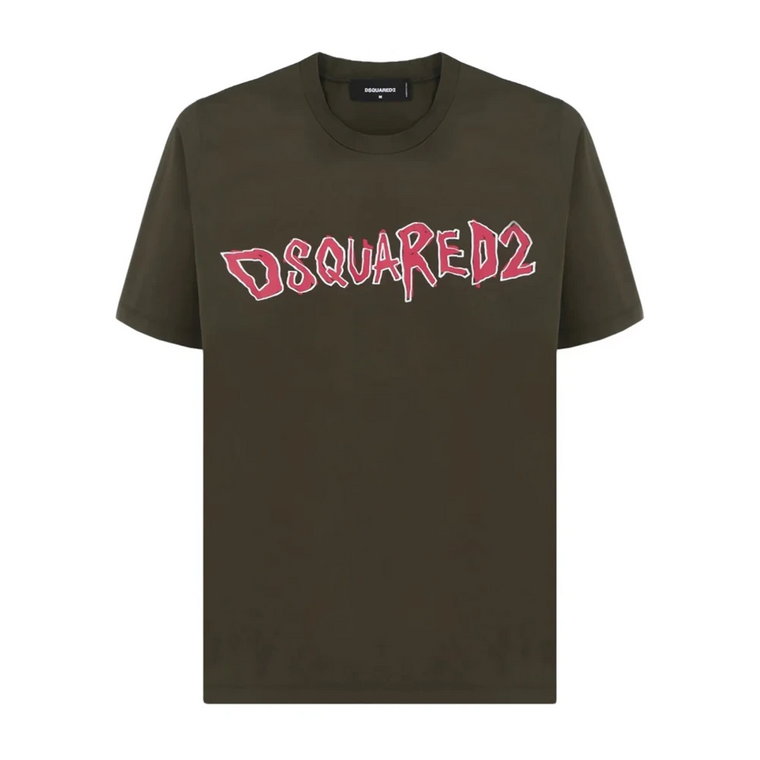 T-shirt z Logo w Kolorze Zielonym Wojskowym dla Mężczyzn Dsquared2