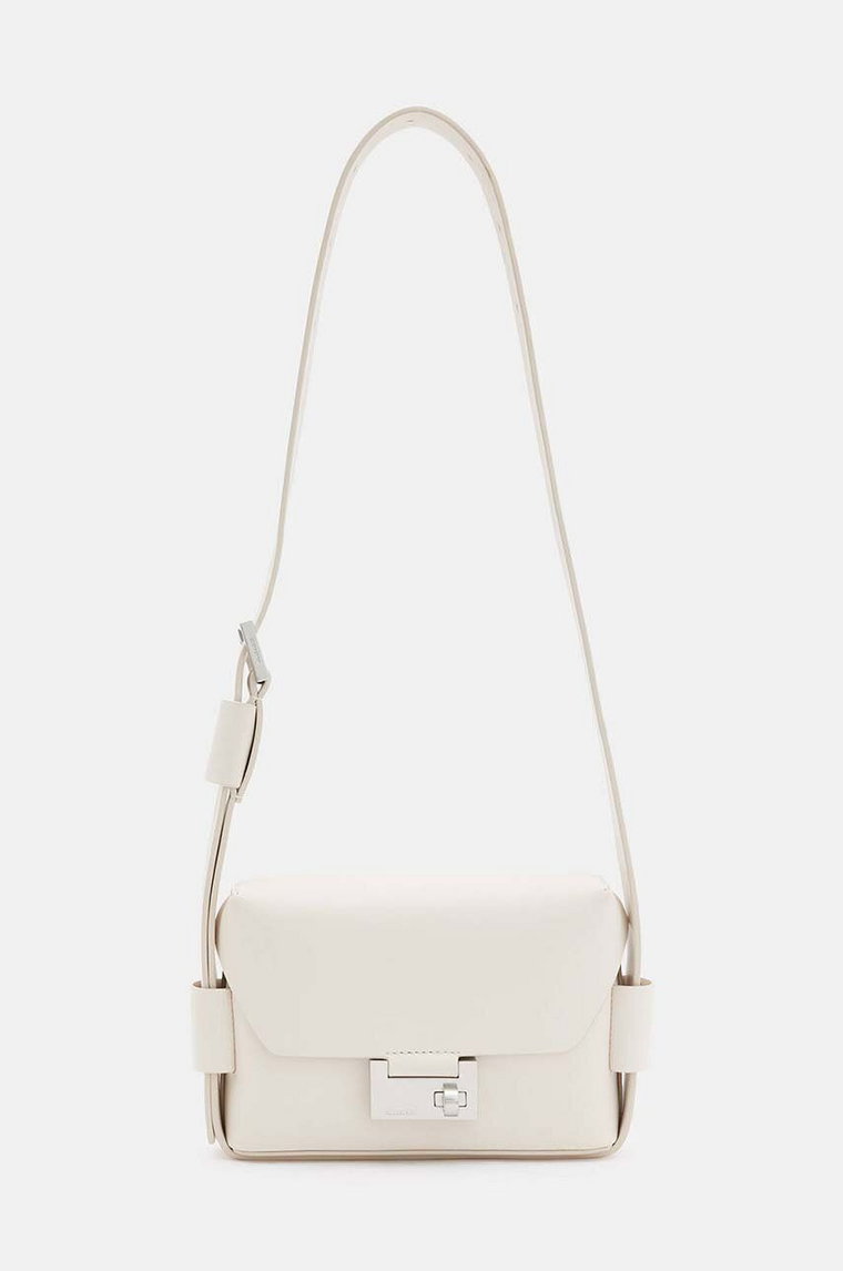 AllSaints torebka skórzana FRANKIE CROSSBODY kolor biały