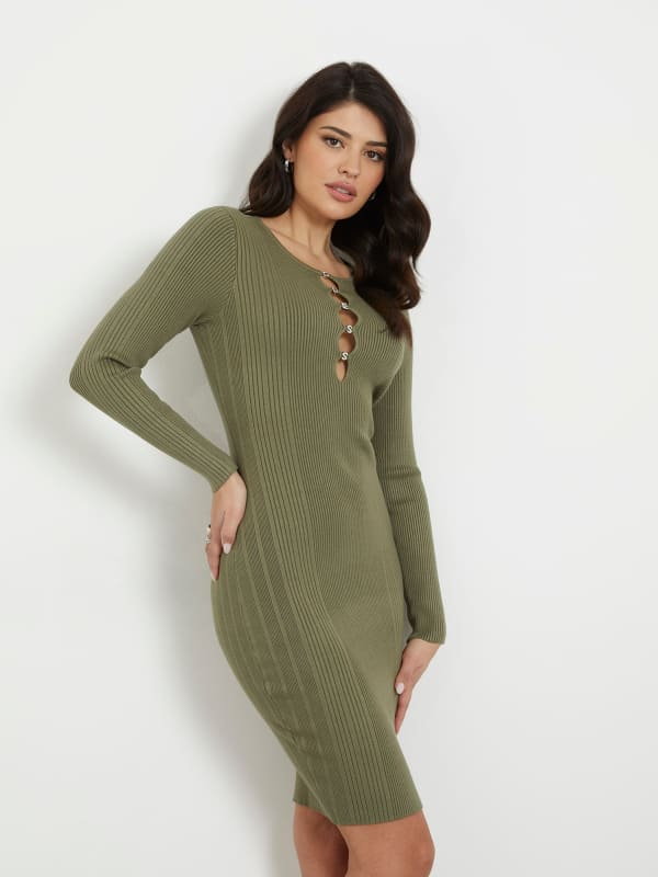 Swetrowa Midi Sukienka Fason Bodycon