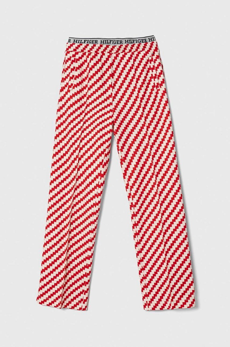 Tommy Hilfiger spodnie dresowe dziecięce kolor czerwony wzorzyste