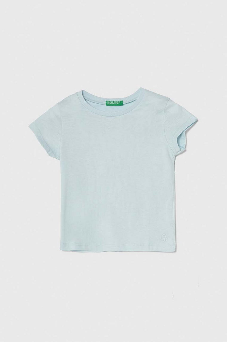 United Colors of Benetton t-shirt bawełniany dziecięcy kolor niebieski