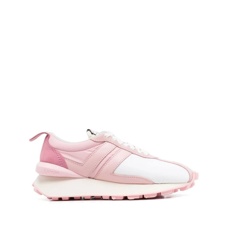 Różowe Skórzane Sneakersy Niskie Lanvin