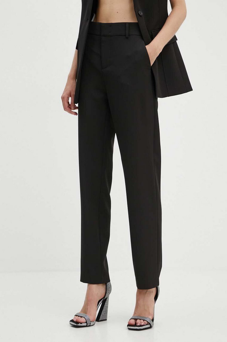 Moschino Jeans spodnie damskie kolor czarny proste high waist 0332.8227
