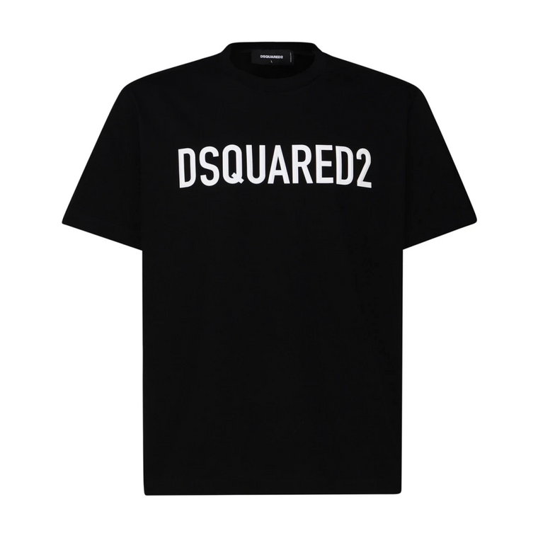 Czarne T-shirty i Pola z 98% Bawełny Dsquared2