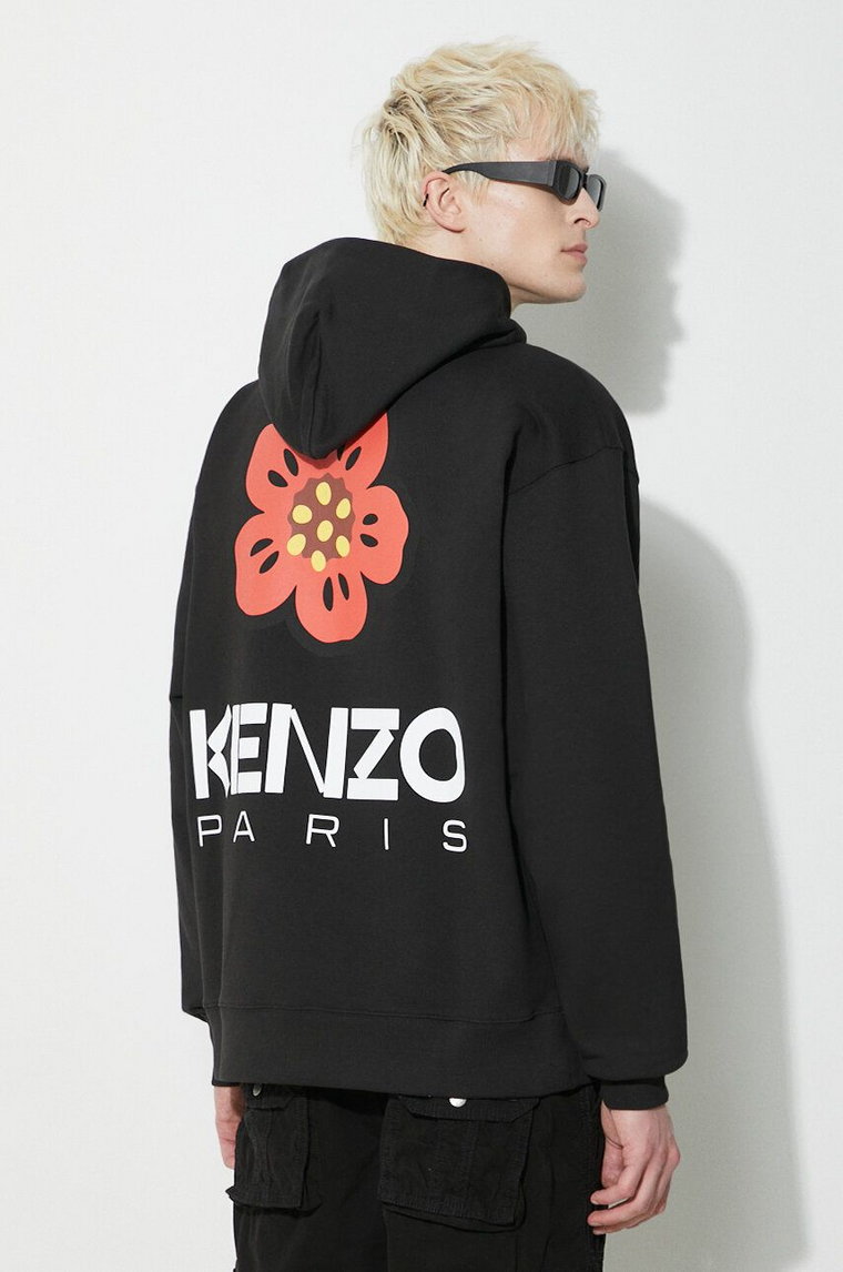 Kenzo bluza Boke Flower męska kolor czarny z kapturem z nadrukiem FD55SW4444ME.99J