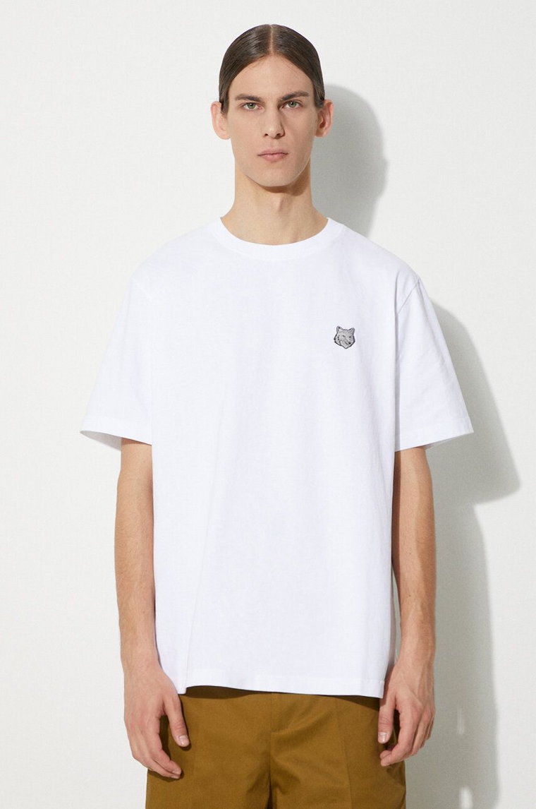 Neil Barrett t-shirt bawełniany Bold Fox Head Patch Comfort Tee Shirt męski kolor biały gładki MM00108KJ0118