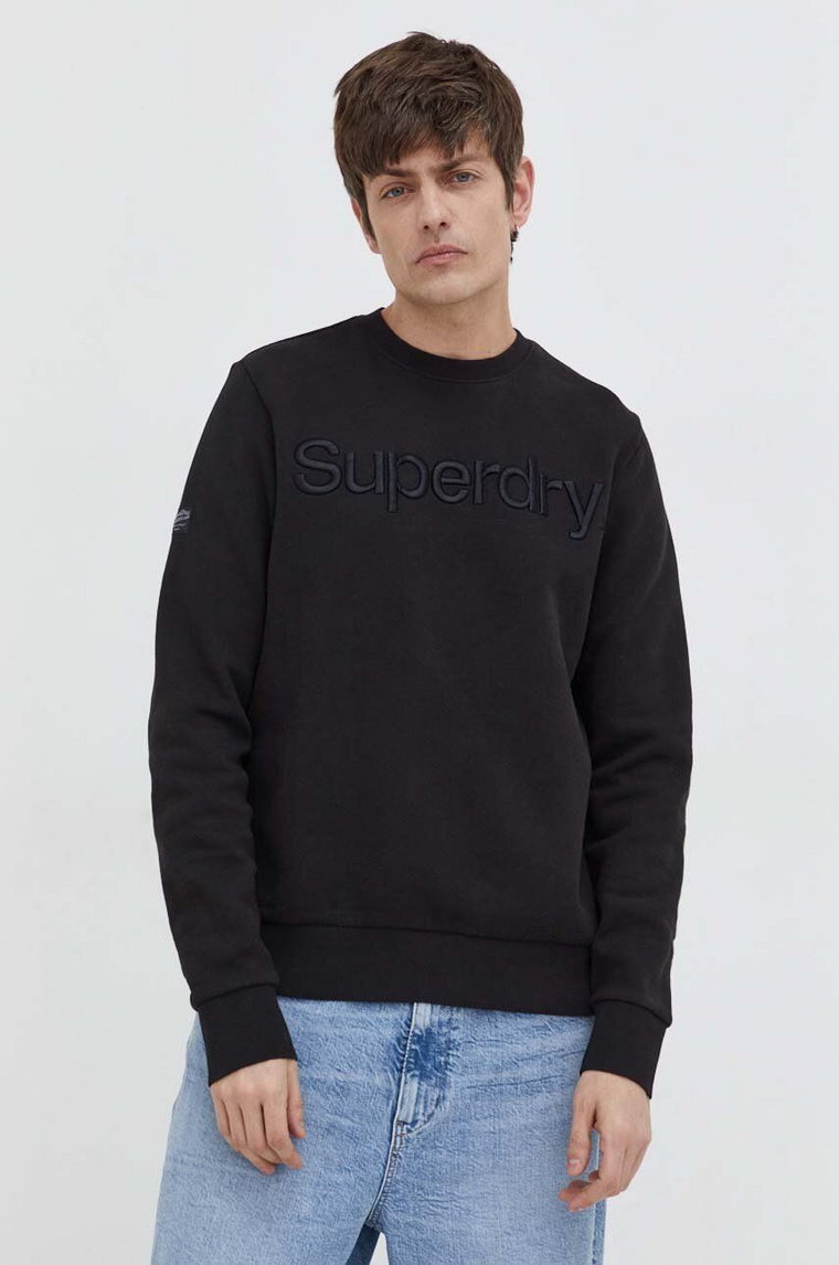 Superdry bluza męska kolor czarny z aplikacją