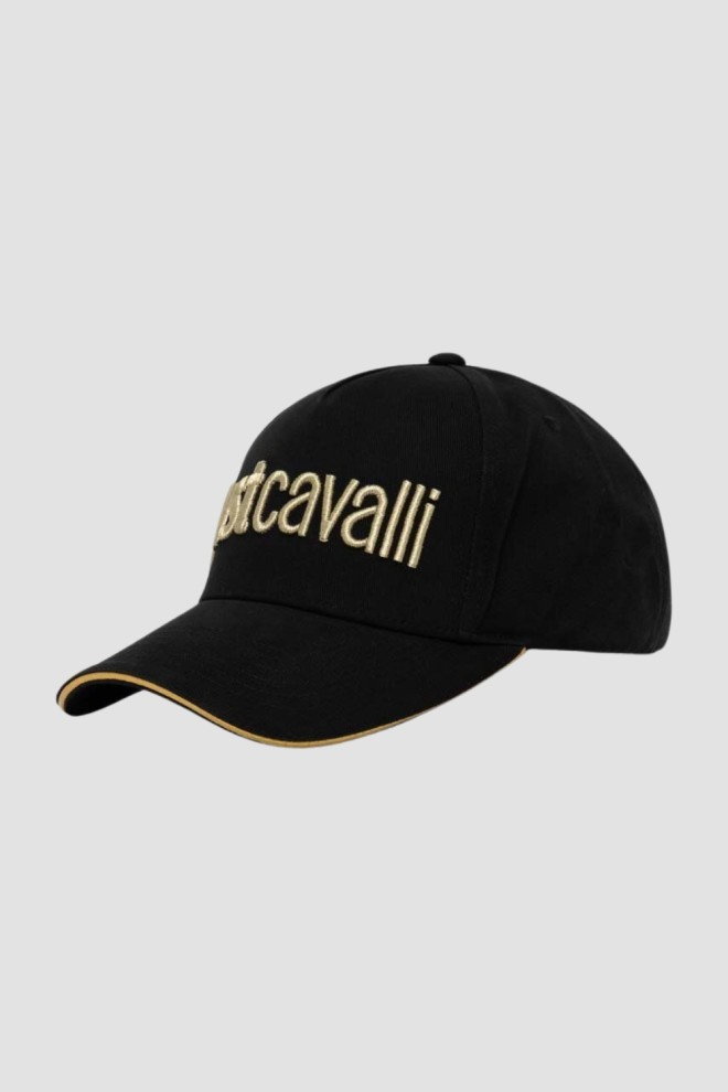 JUST CAVALLI Czarna czapka Logo Embroidery 3d Up