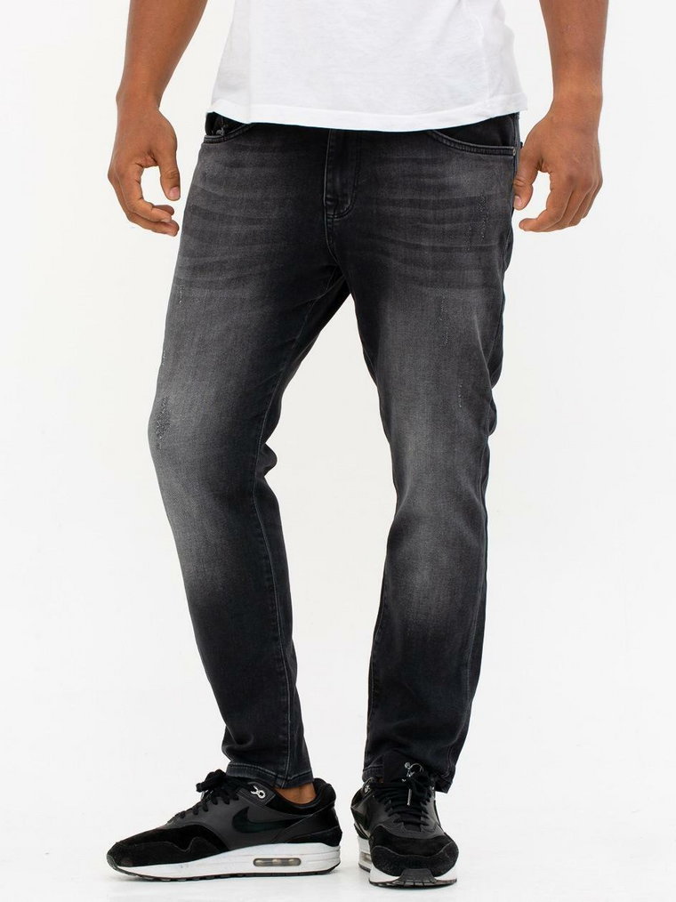 Spodnie Jeansowe Slim Z Uszkodzeniami Breezy Classic Sprane Czarne