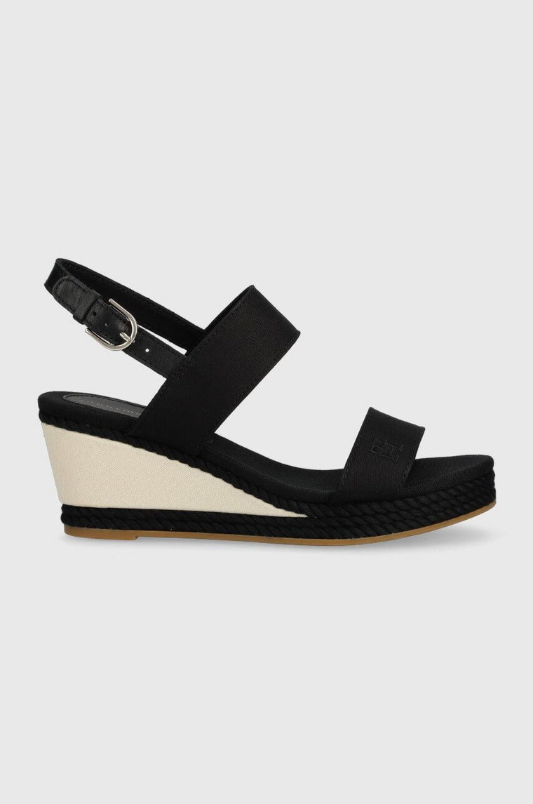 Tommy Hilfiger sandały ROPE WEBBING MID WEDGE damskie kolor czarny na koturnie FW0FW07092