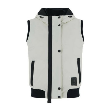 Moose Knuckles, White sleeveless jacket in nylon with zip and button closure Biały, female,