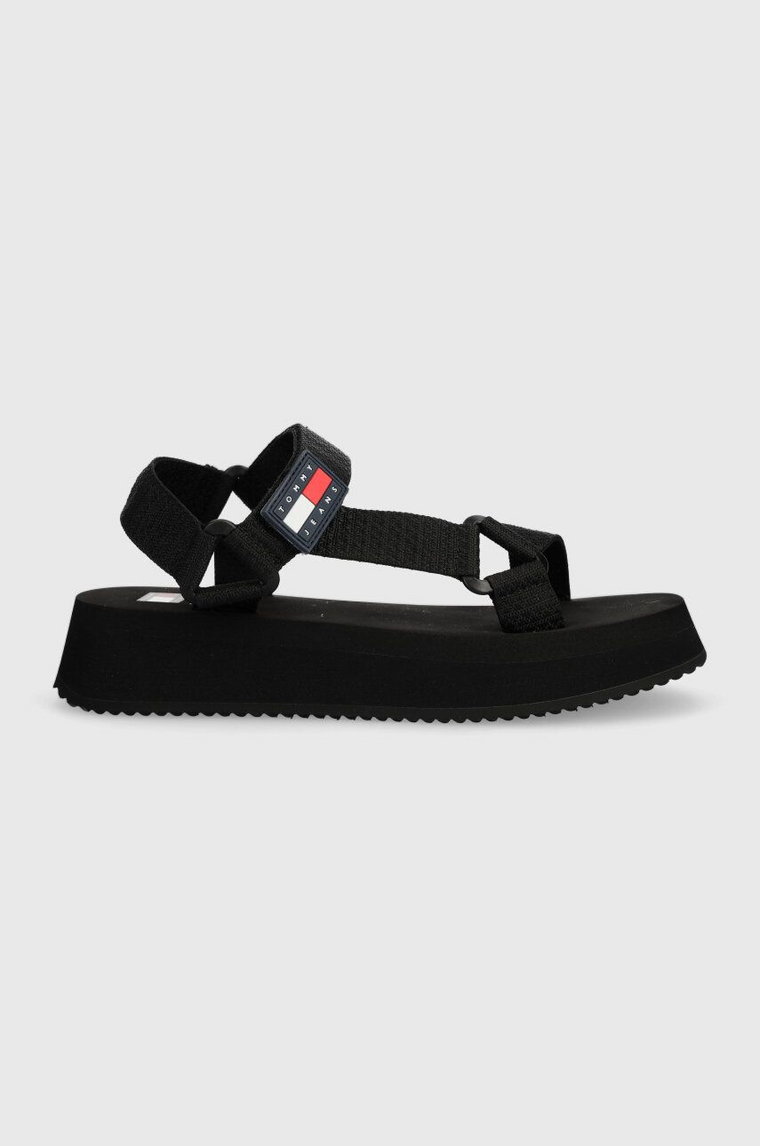 Tommy Jeans sandały TJW EVA SANDAL damskie kolor czarny na platformie EN0EN02466