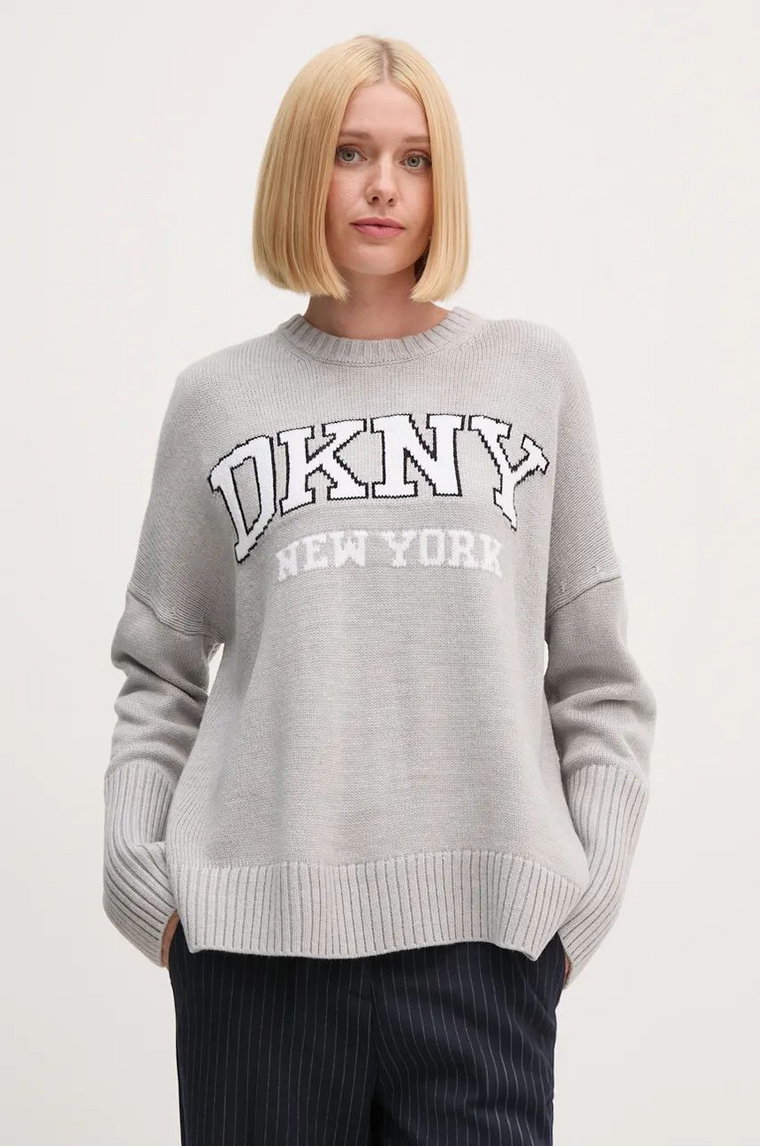 Dkny sweter damski kolor szary lekki DJ4R0362