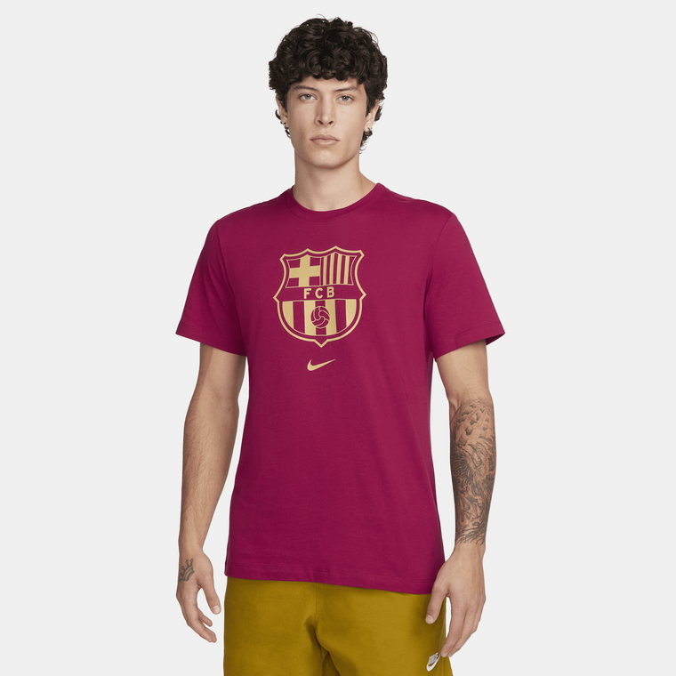 Męski T-shirt piłkarski FC Barcelona Crest - Czerwony