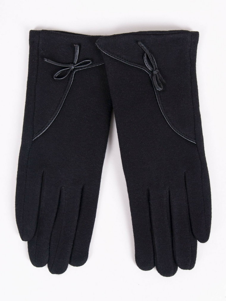 Rękawiczki damskie czarne z kokardką dotykowe 23