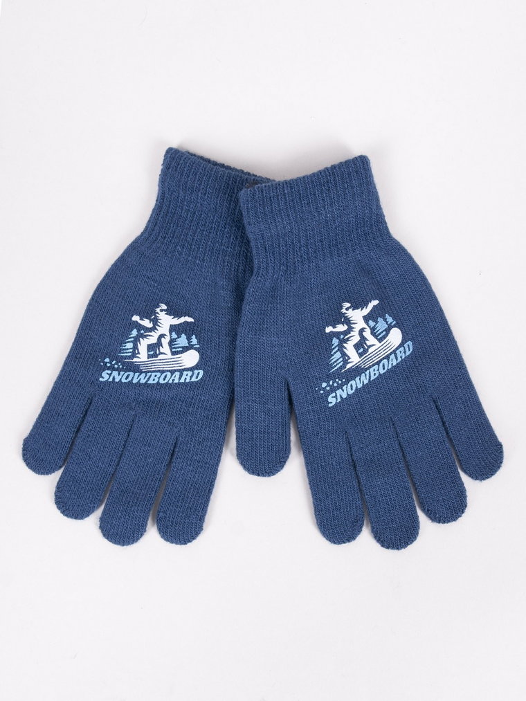 Rękawiczki chłopięce pięciopalczaste niebieskie SNOWBOARD 18