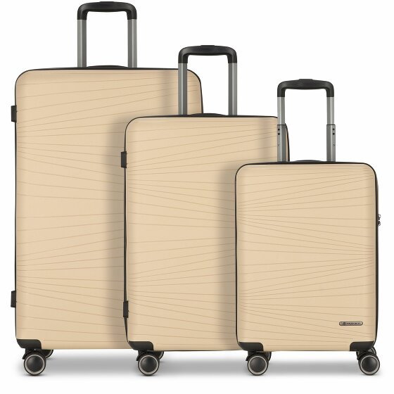 Franky 4-kołowy zestaw walizek Dallas 3.0 3-częściowy z elastyczną plisą beige