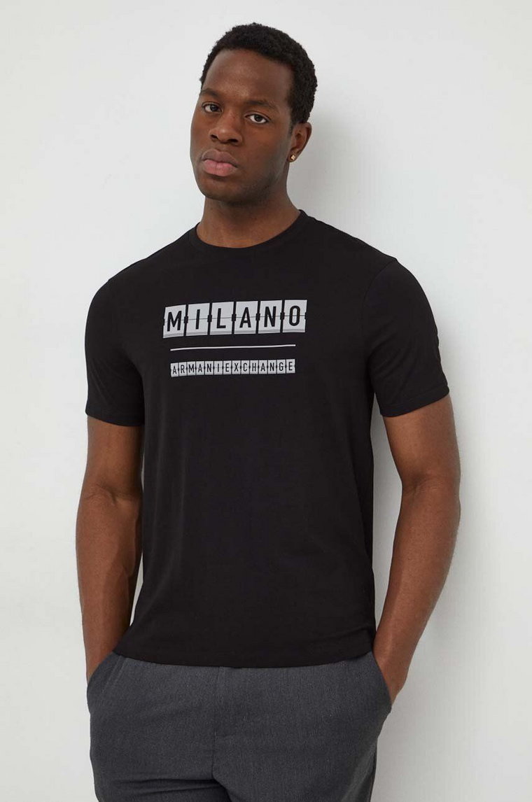 Armani Exchange t-shirt bawełniany męski kolor czarny z nadrukiem 3DZTHE ZJH4Z
