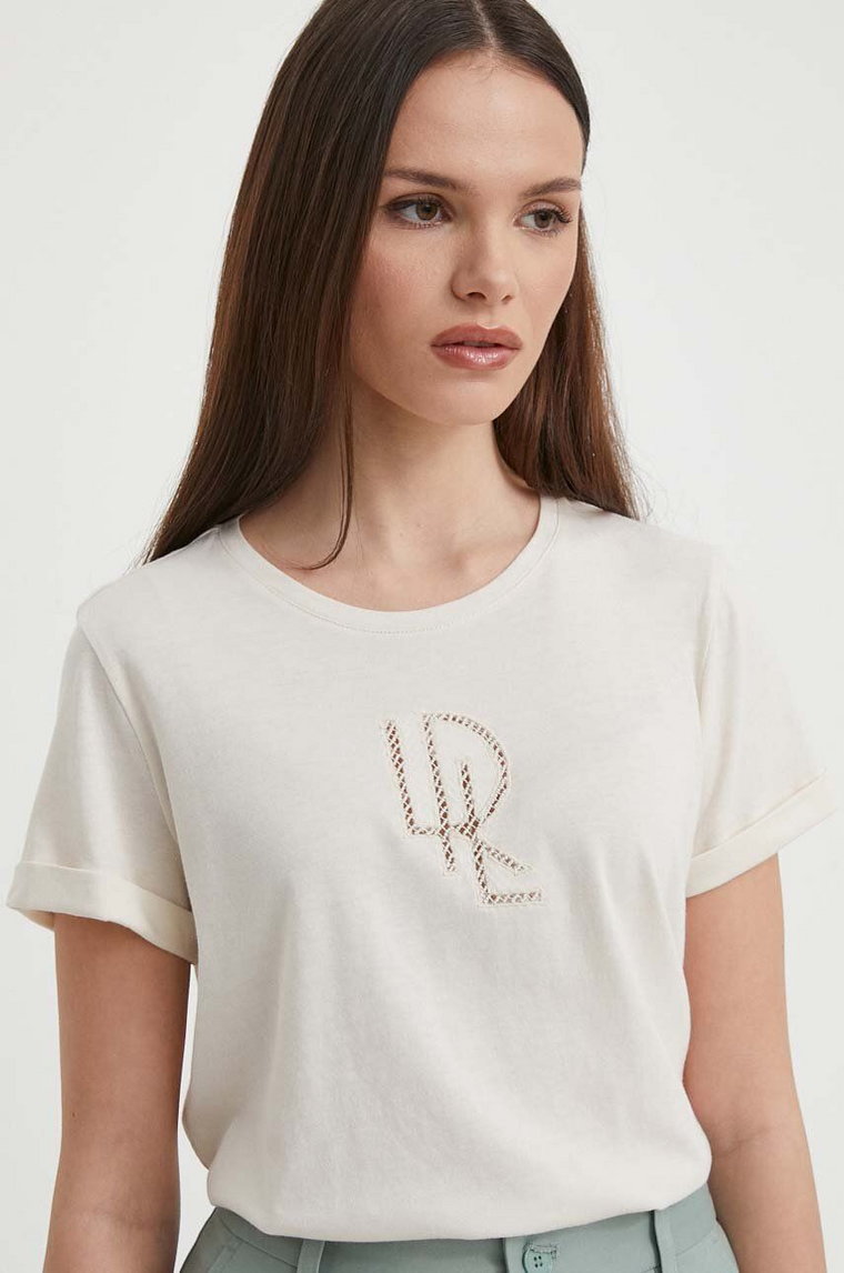 Lauren Ralph Lauren t-shirt damski kolor beżowy