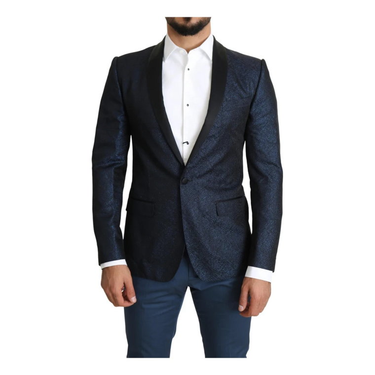 Blue Slim Fit Jacket Coat Martini Blazer Dolce & Gabbana