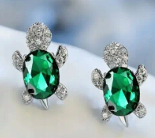 Kolczyki żółwie zielone diamenty prezent