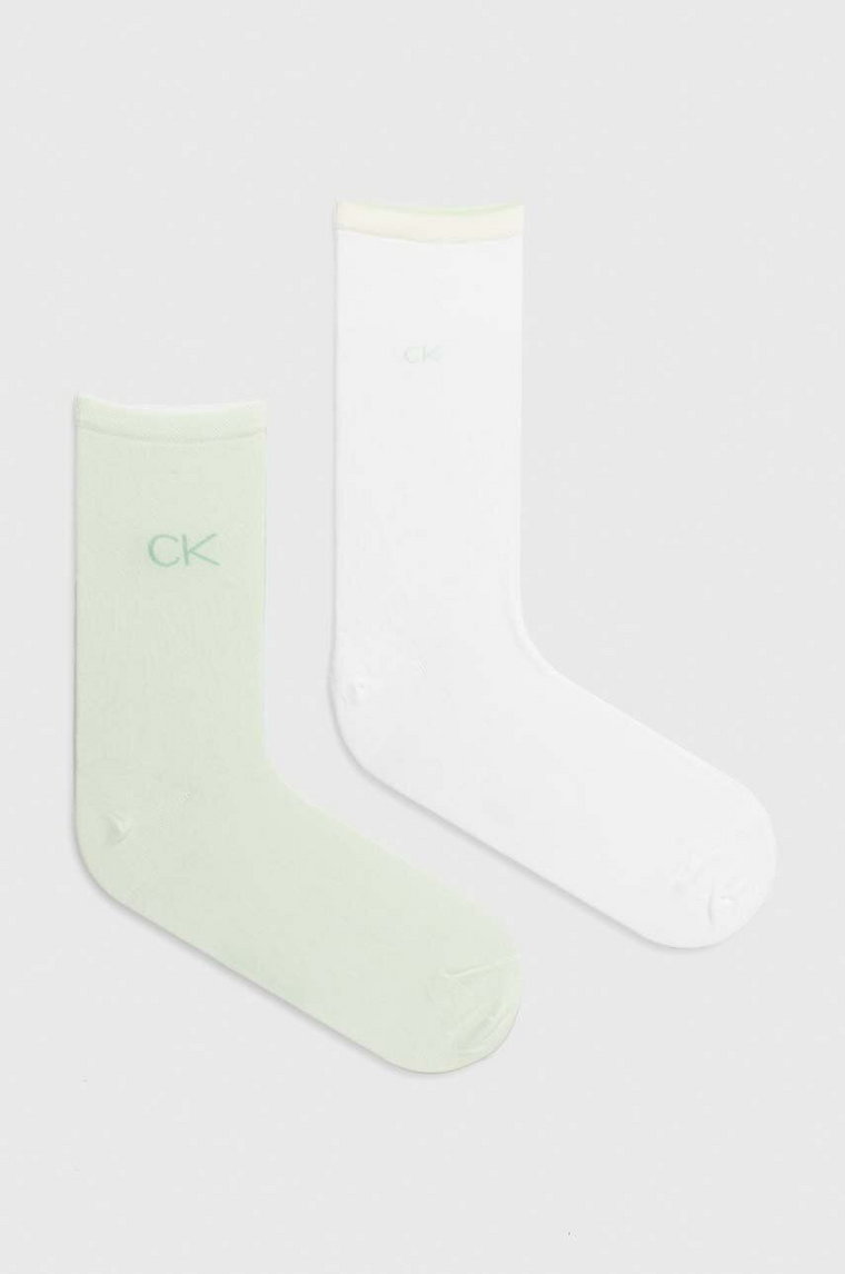 Calvin Klein skarpetki 2-pack damskie kolor zielony 701228101