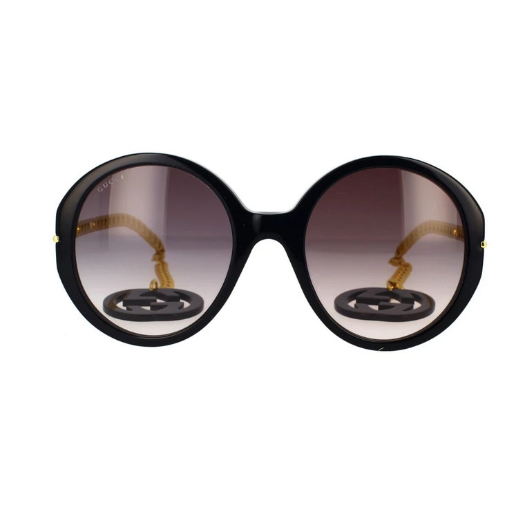 Oversize Okrągłe Okulary Przeciwsłoneczne z Metalowymi Szczegółami i Łańcuchami Gucci