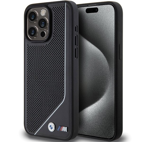 BMW BMHMP15X23PUCPK iPhone 15 Pro Max 6.7" czarny/black hardcase Perforated Twisted Line MagSafe