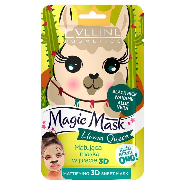 Eveline Cosmetics, Magic Mask, matująca maska w płacie 3D Llama Queen, 1 szt.