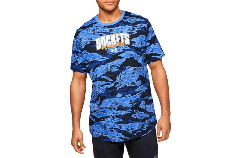 Under Armour Baseline Verbiage Tee 1351295-486, Męskie, Niebieskie, t-shirty, bawełna, rozmiar: S