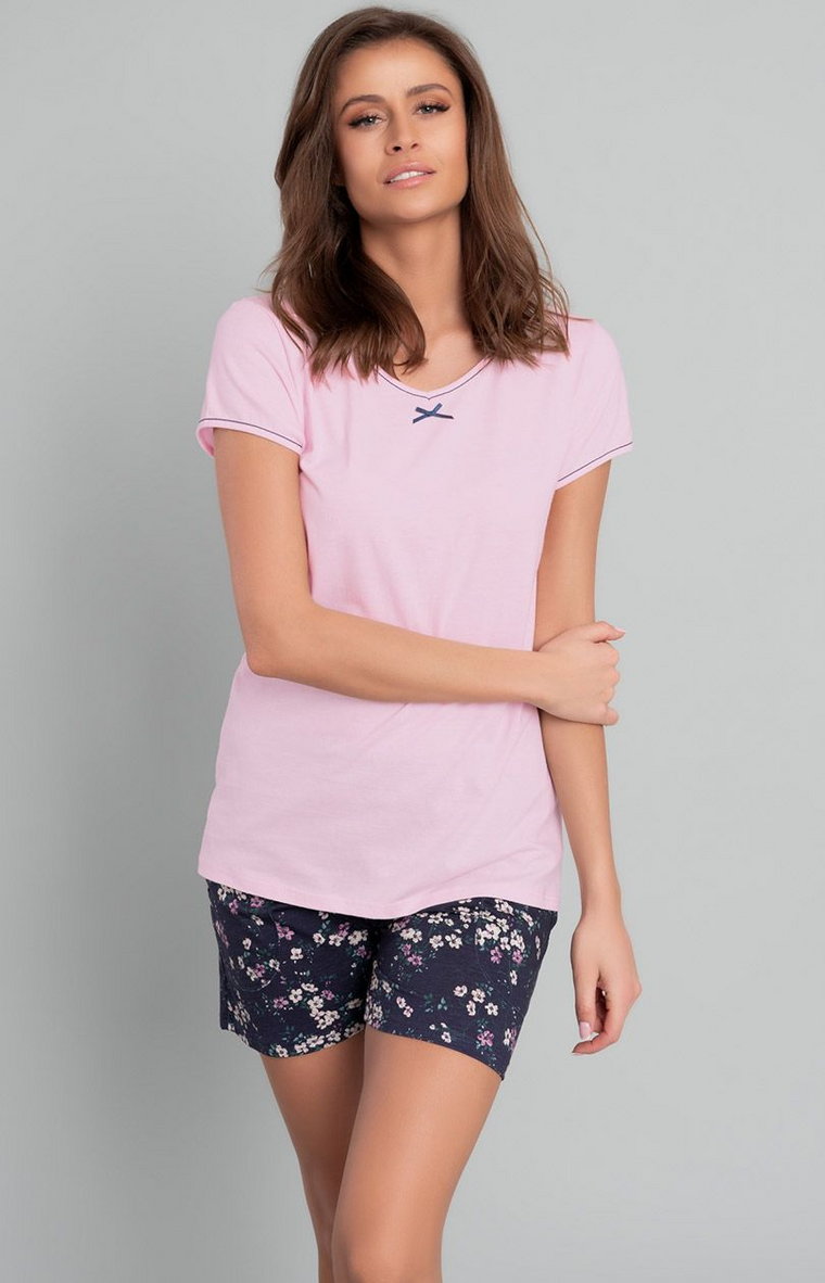Celestina piżama damska kr.kr., Kolor różowy-wzór, Rozmiar S, Italian Fashion