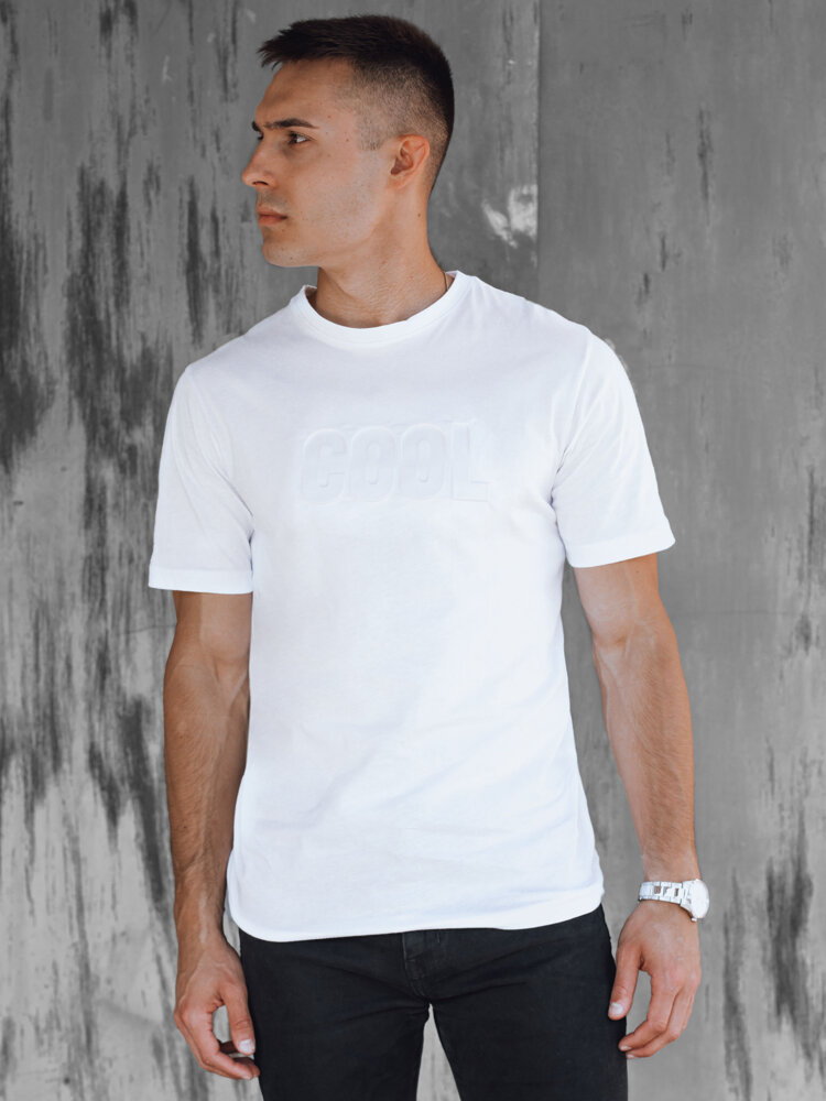 T-shirt męski z nadrukiem biały Dstreet RX5512