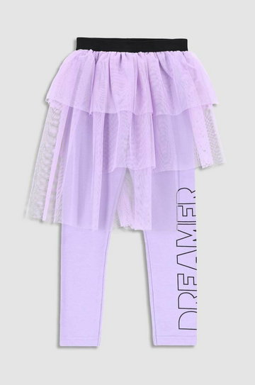 Coccodrillo legginsy dziecięce kolor fioletowy z nadrukiem