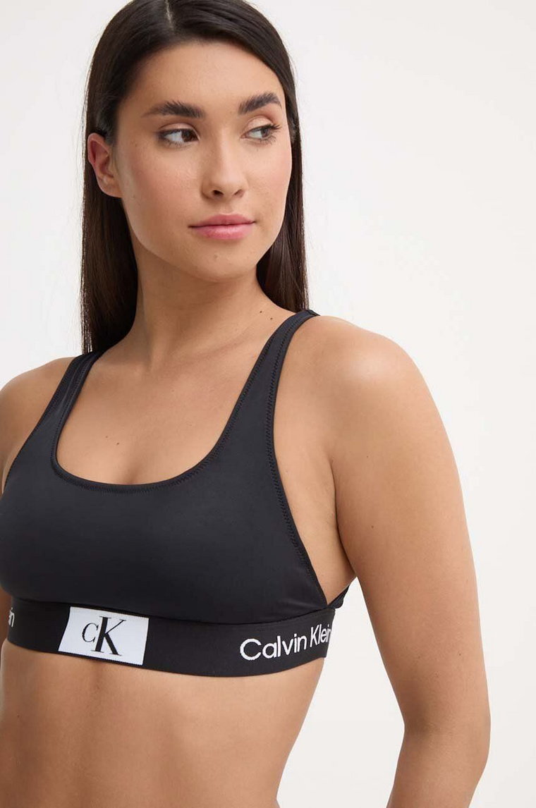 Calvin Klein biustonosz kąpielowy kolor czarny lekko usztywniona miseczka KW0KW02354