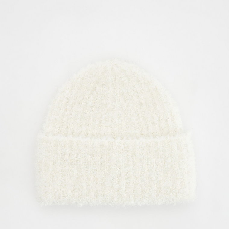 Reserved - Czapka beanie z dodatkiem wełny - złamana biel