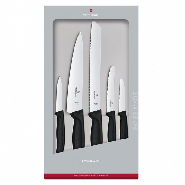 VICTORINOX - Swiss Classic - Zestaw noży kuchennych - 5-elementowy - Czarny kod: 6.7133.5G