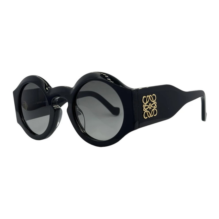 Okrągłe Retro Okulary Przeciwsłoneczne Czarny Acetat Loewe