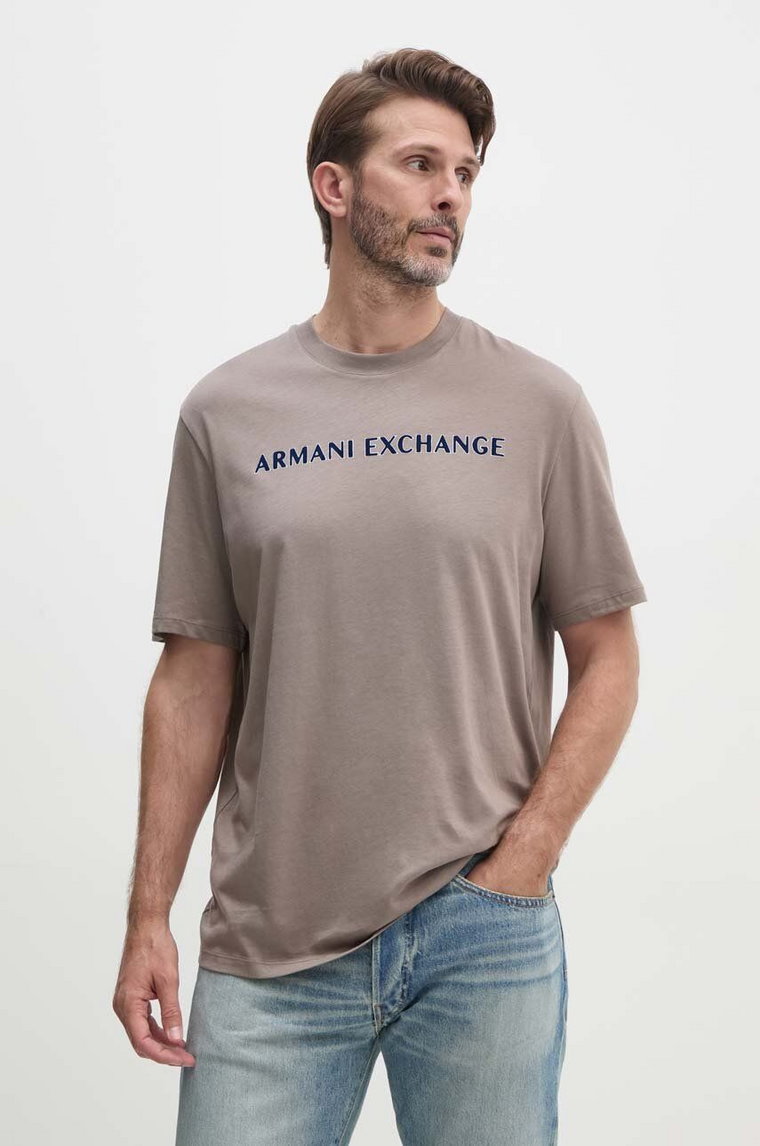 Armani Exchange t-shirt bawełniany męski kolor zielony z nadrukiem 6DZTBD ZJ3VZ