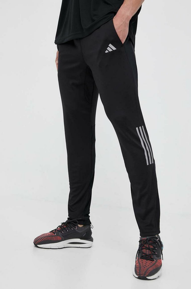 adidas Performance spodnie do biegania Own the Run kolor czarny z nadrukiem HN0806