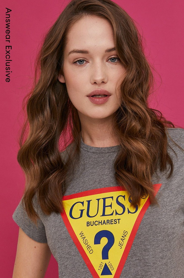 Guess T-shirt damski kolor szary