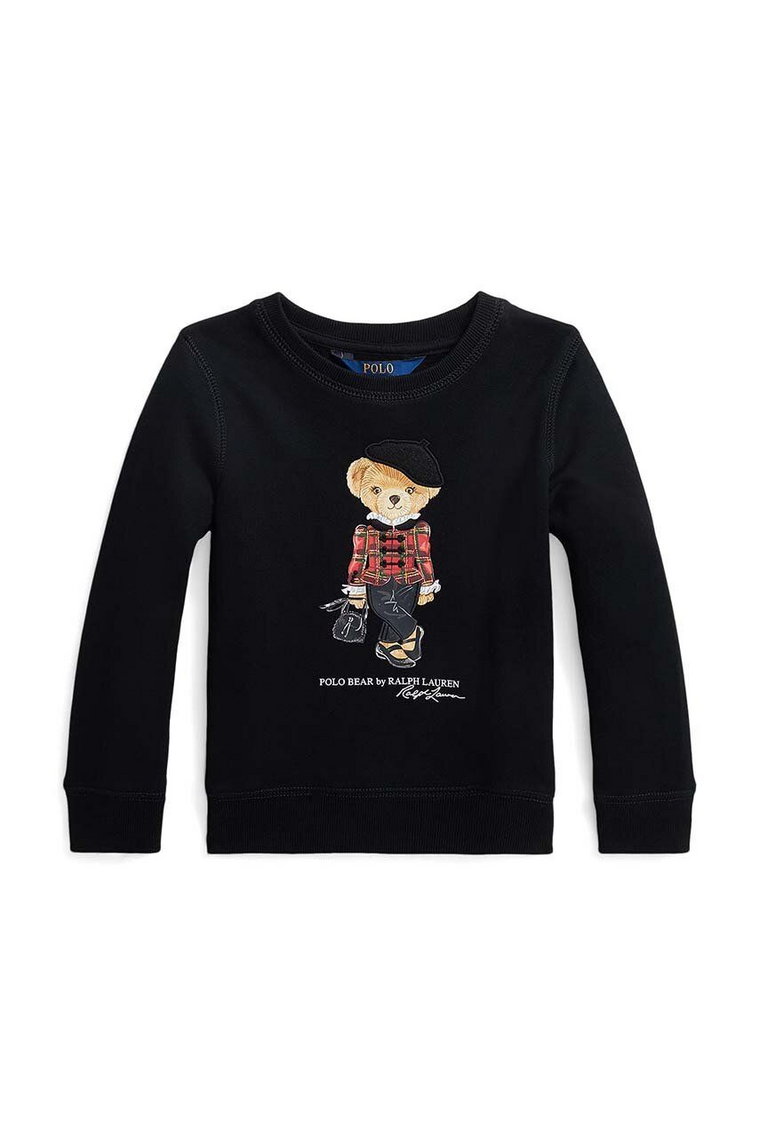 Polo Ralph Lauren bluza dziecięca kolor czarny z nadrukiem
