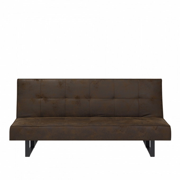 Sofa z funkcją spania imitacja skóry brązowa 189 cm Lilla BLmeble kod: 4260602371908
