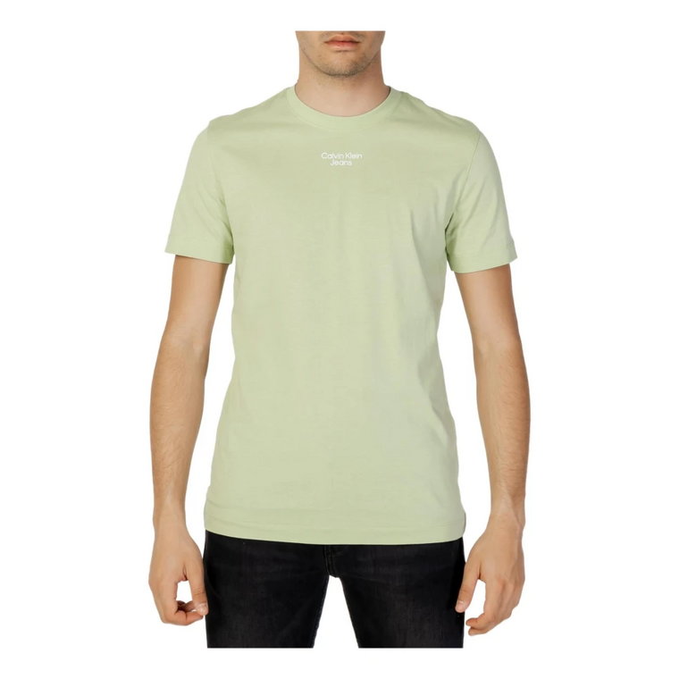 Męska Zielona Koszulka z Nadrukiem Calvin Klein Jeans