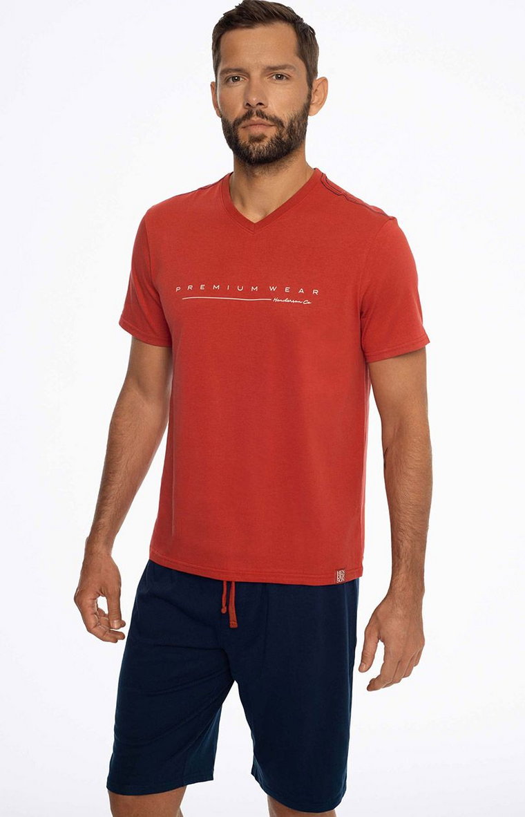 Bawełniana piżama męska Emmet 41290-33X, Kolor czerwono-granatowy, Rozmiar L, Henderson